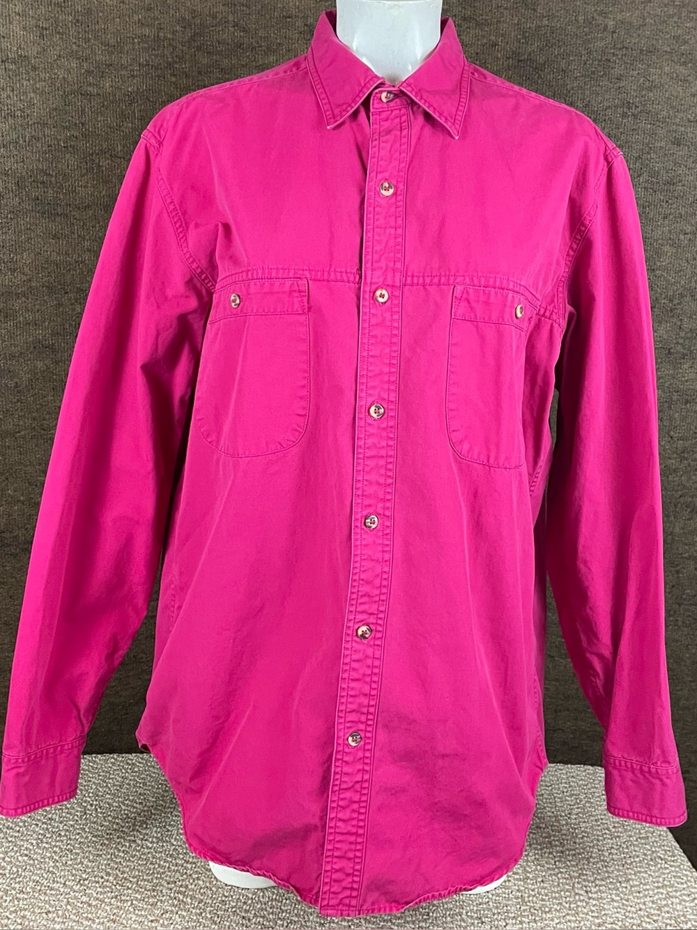 VTG Patagonia Long Sleeve Button Up Shirt Mens L Dark Pink Pockets GorpCore 310